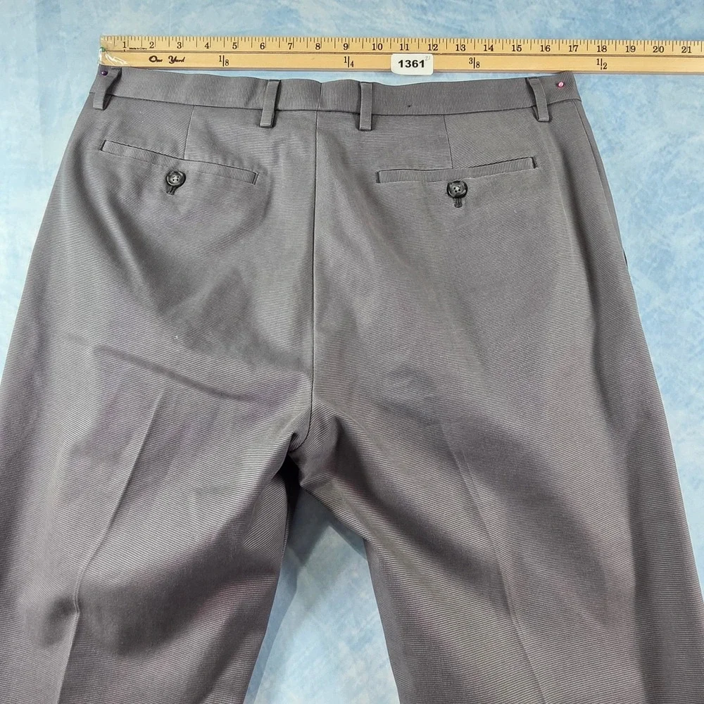 Banana Republic Non-Iron Modern Slim Fit Pants Mens 33x32 Gray Micro Stripe Chin